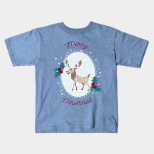 Merry Christmas - Moose and snow Kids T-Shirt